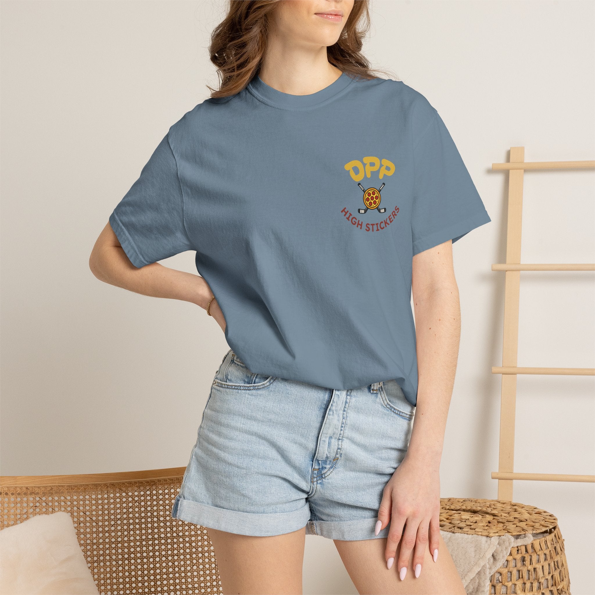 Dinosaur Pizza Party High Stickers Shirt