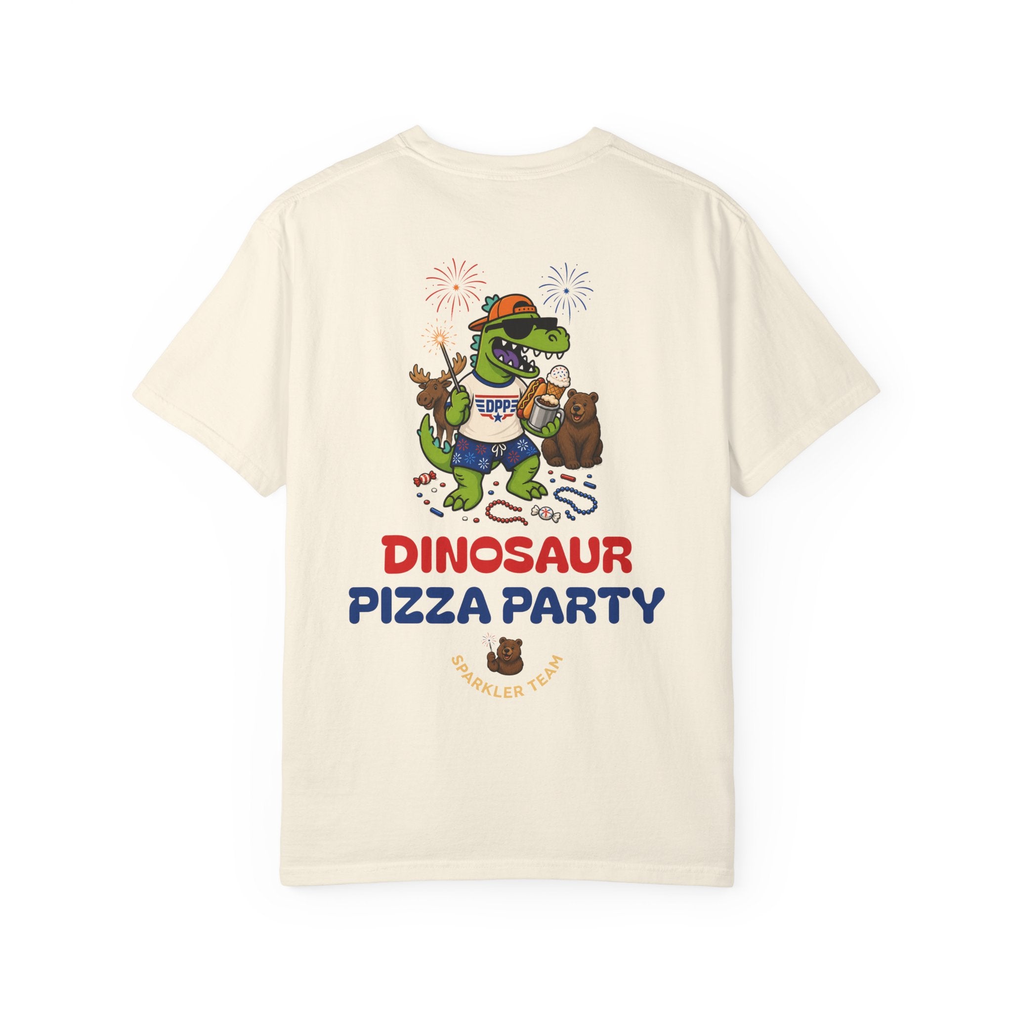 Dinosaur Pizza Party Sparkler Team Shirt