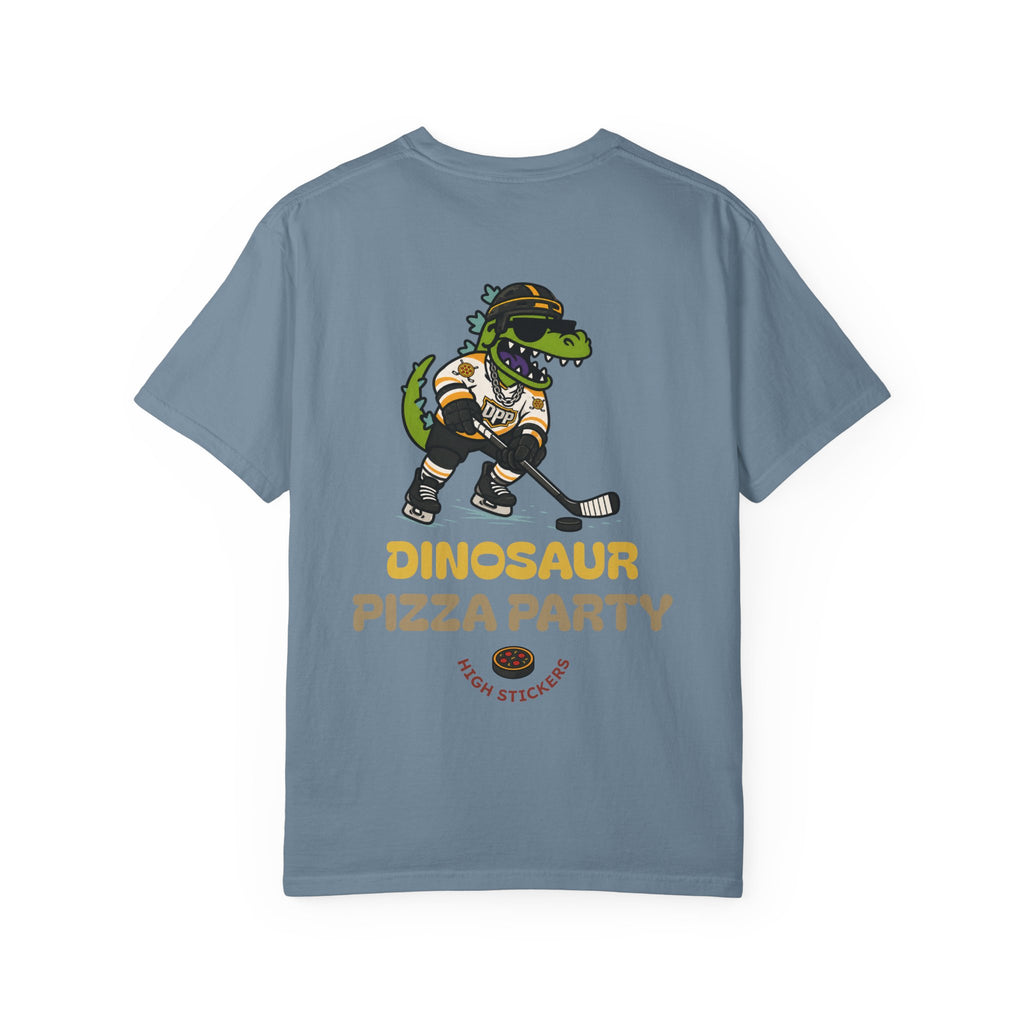 Dinosaur Pizza Party High Stickers Shirt
