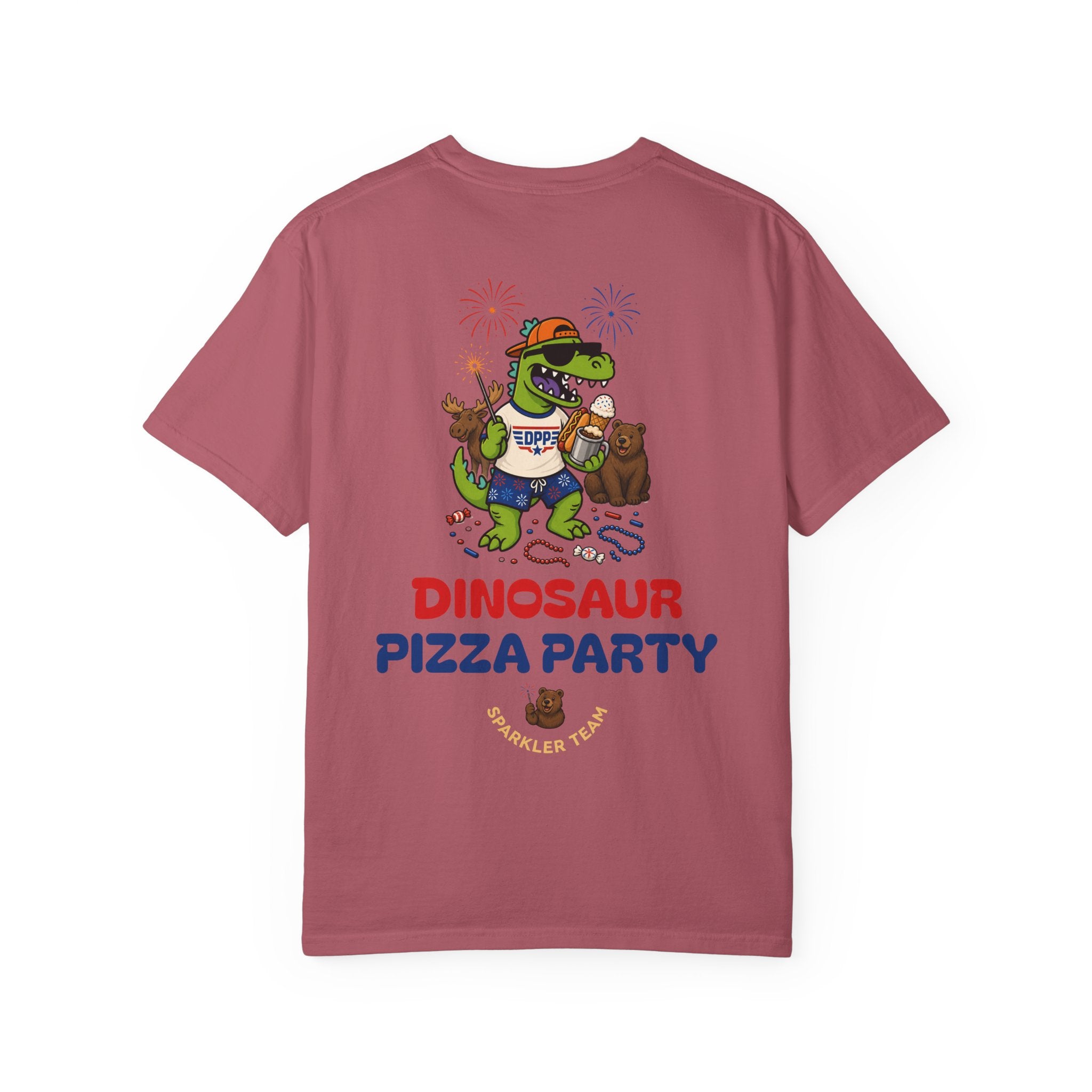 Dinosaur Pizza Party Sparkler Team Shirt